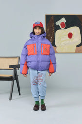 Purple Roadrunner Puffer Jacket MODEL FRONT