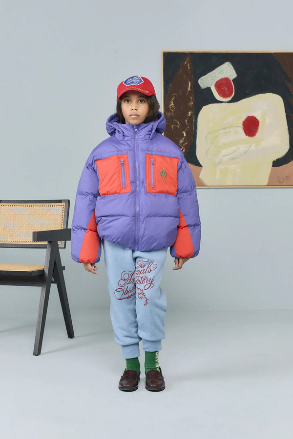 Purple Roadrunner Puffer Jacket MODEL FRONT