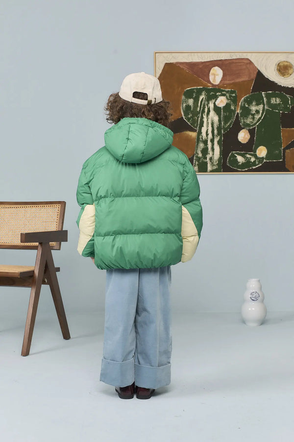 Green Roadrunner Puffer Jacket MODEL BACK
