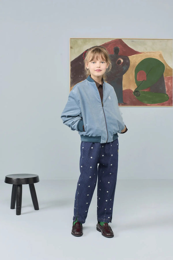 Dusty Blue Finch Bomber Jacket MODEL FRONT