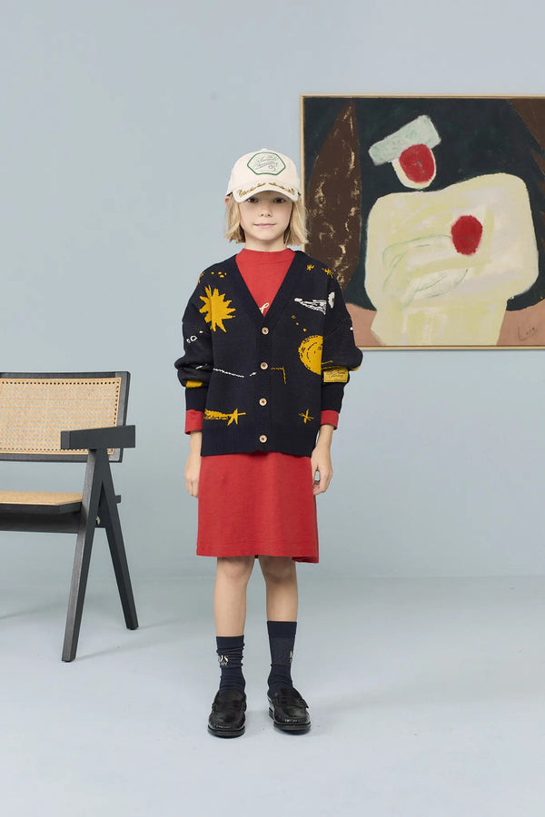 Navy Racoon Cardigan MODEL FRONT