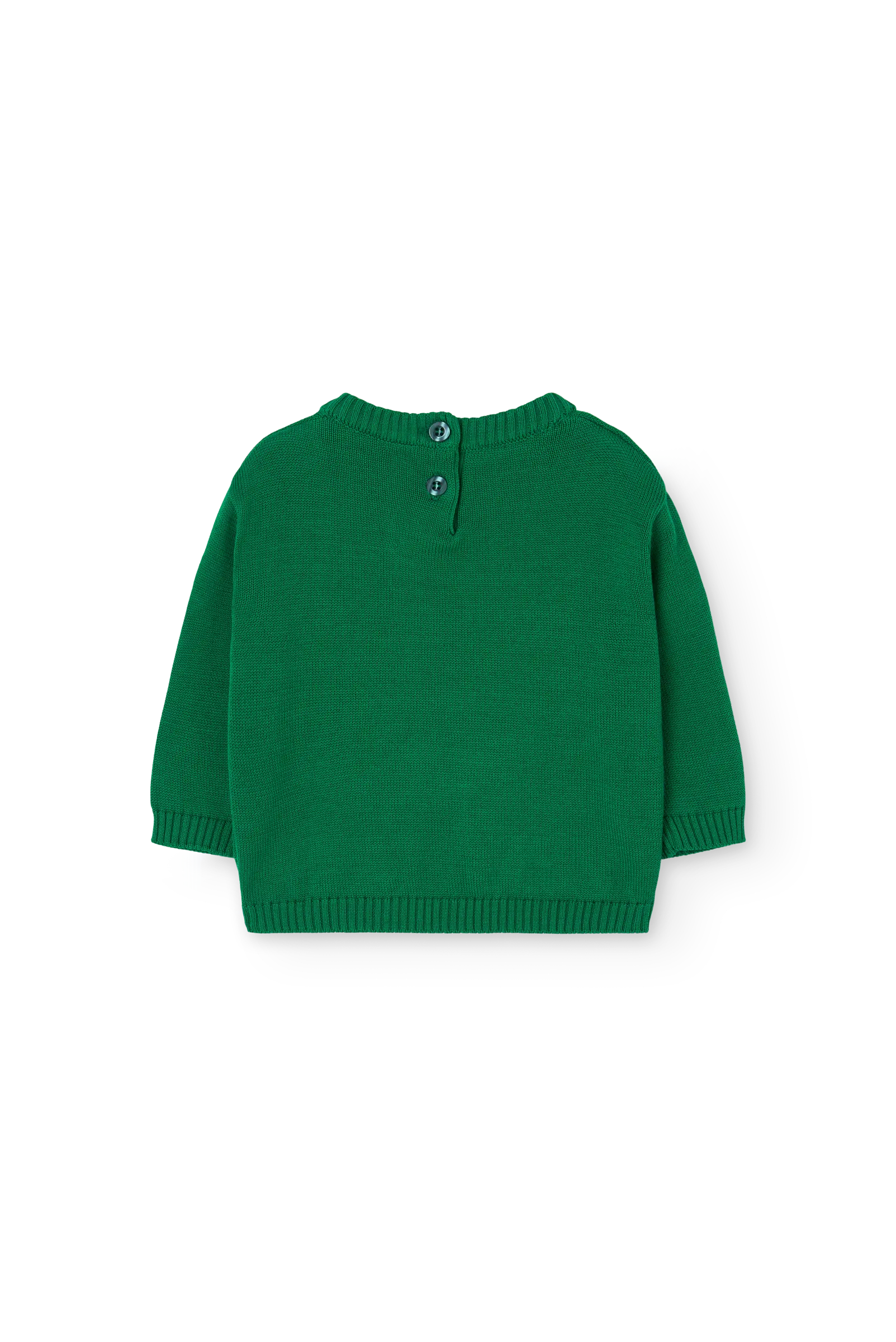 Dark Green Bobcat Sweater for baby BACK