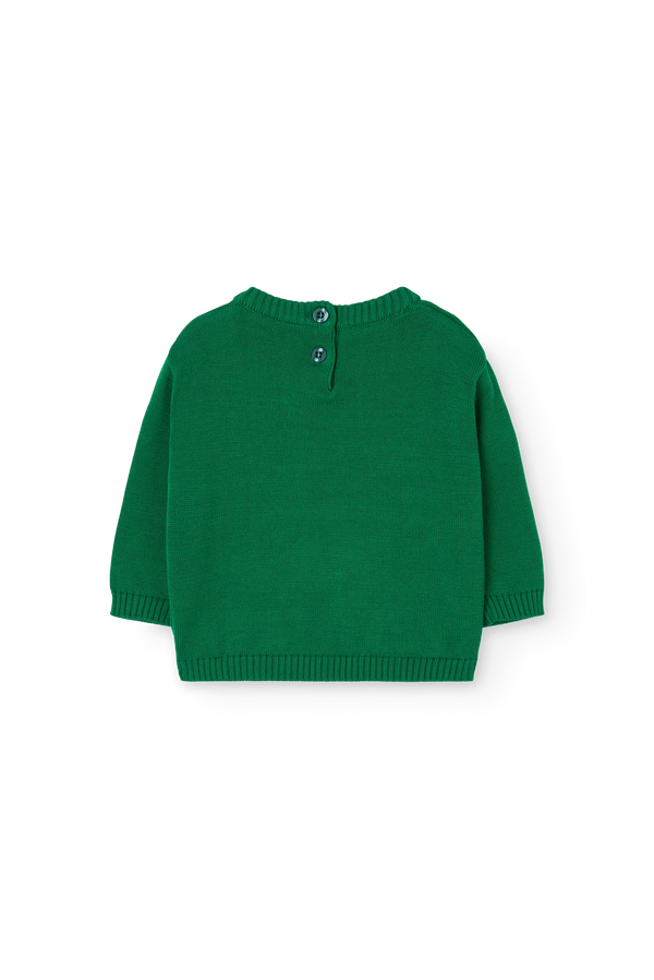 Dark Green Bobcat Sweater for baby BACK