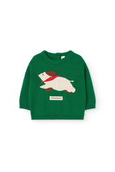 Dark Green Bobcat Sweater for baby FRONT