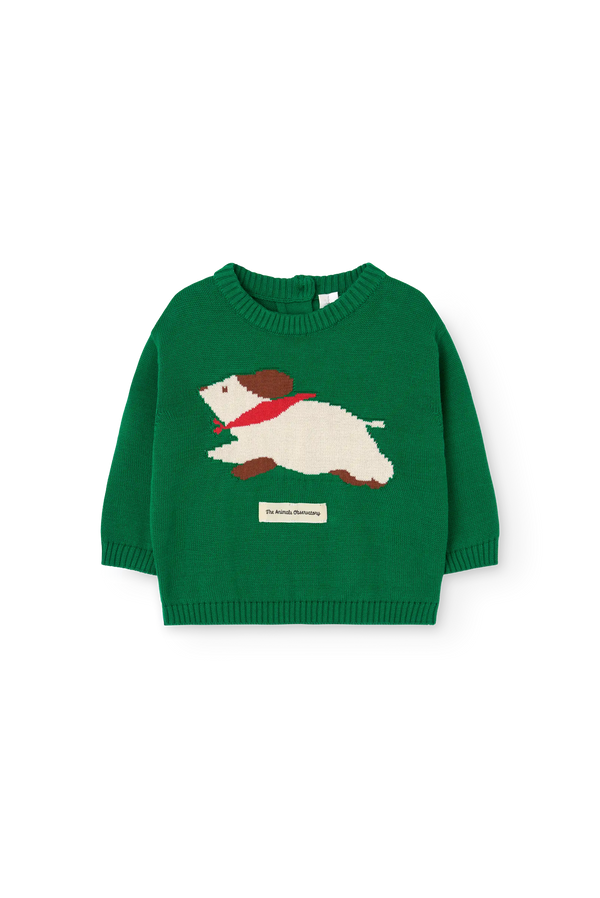 Dark Green Bobcat Sweater for baby FRONT