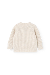 Raw White Serval Cardigan for baby BACK