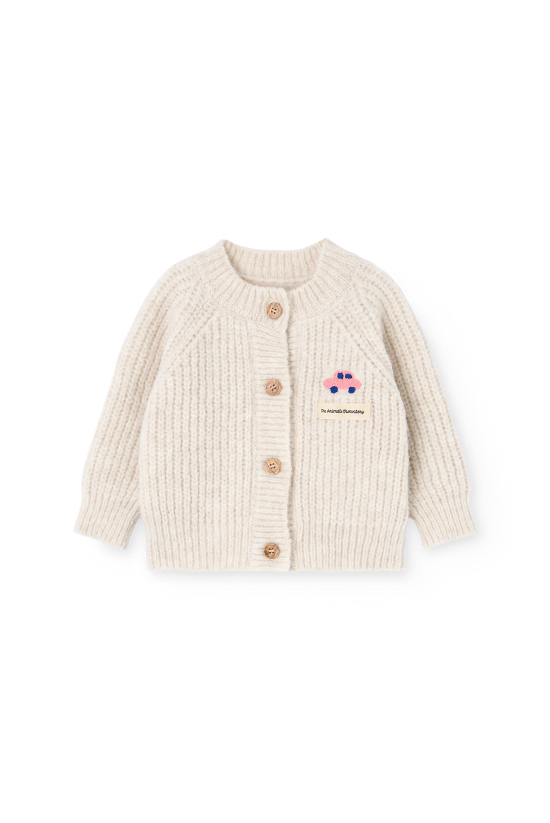 Raw White Serval Cardigan for baby COVER