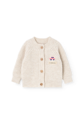 Raw White Serval Cardigan for baby FRONT