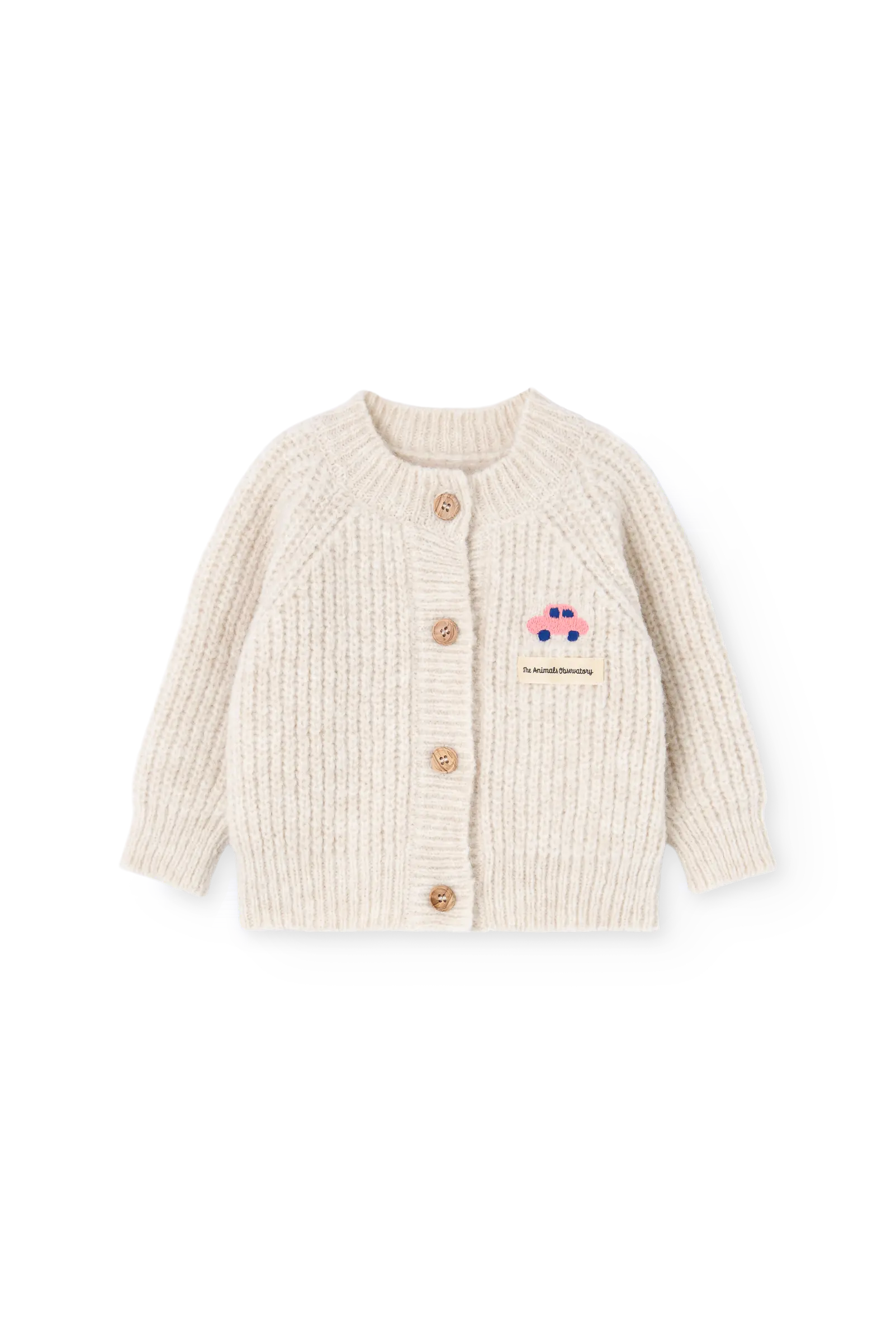 Raw White Serval Cardigan for baby FRONT