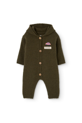 Dark Green Boar Jacket Jumpsuit for baby FRONT