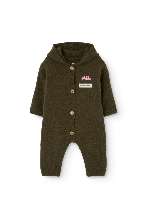 Dark Green Boar Jacket Jumpsuit for baby FRONT