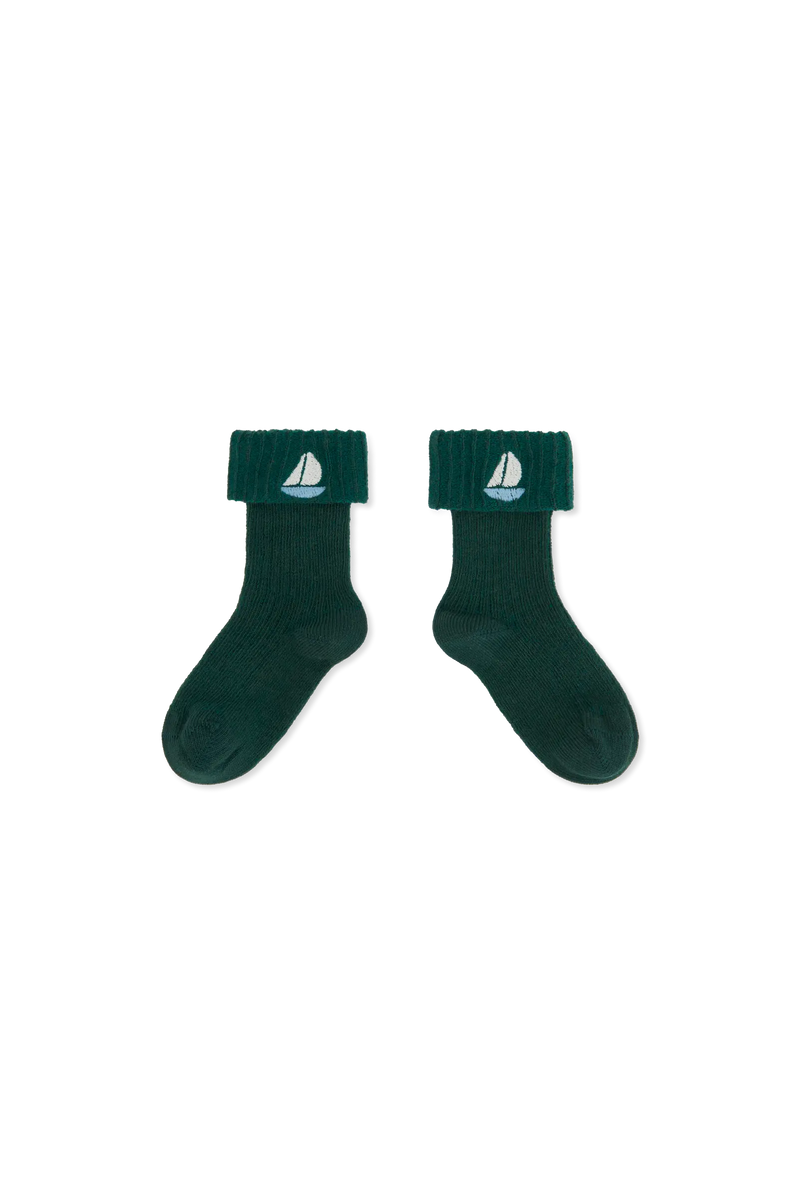 Dark Green Avocet Socks for baby COVER