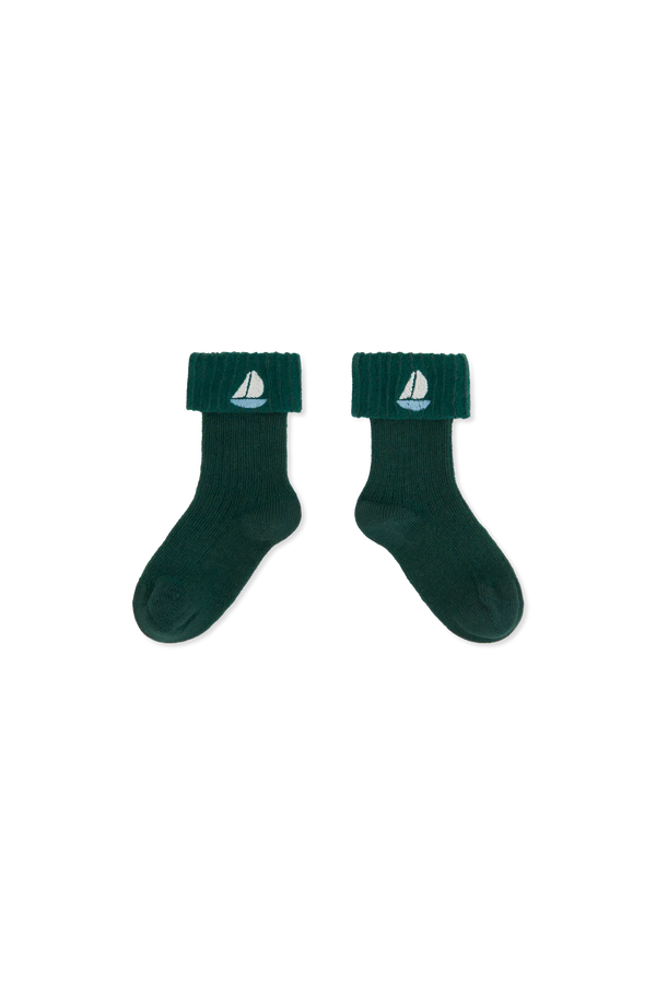 Dark Green Avocet Socks for baby FRONT