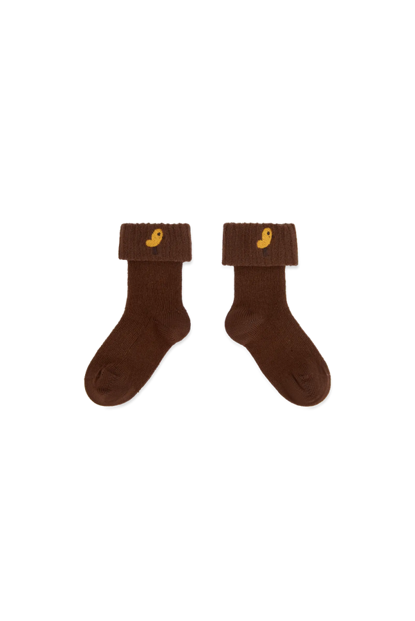 Brown Avocet Socks for baby FRONT
