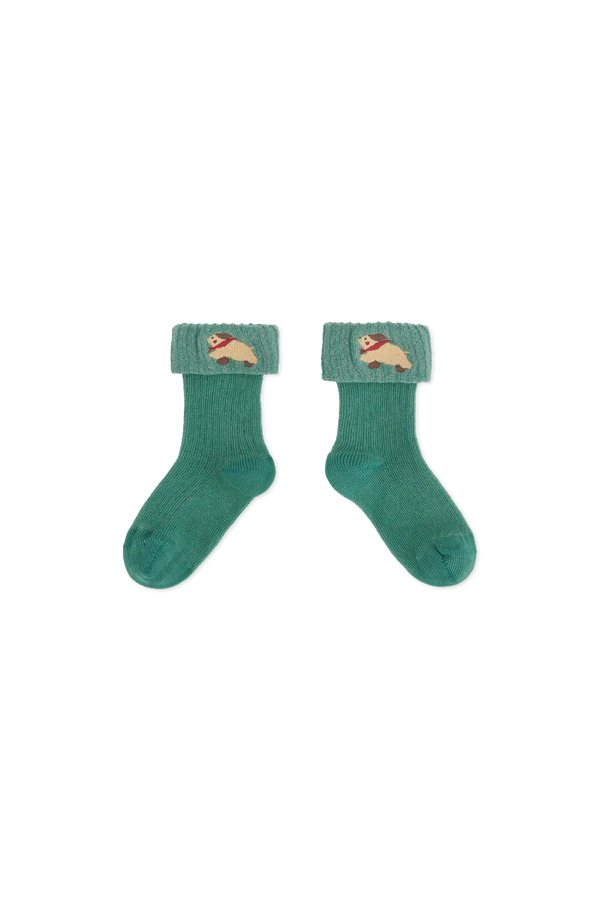 Turqoise Avocet Socks for baby FRONT